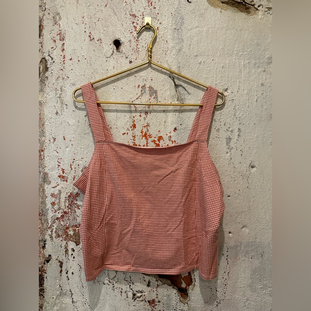 American Eagle - Orange Checkered Crop Top